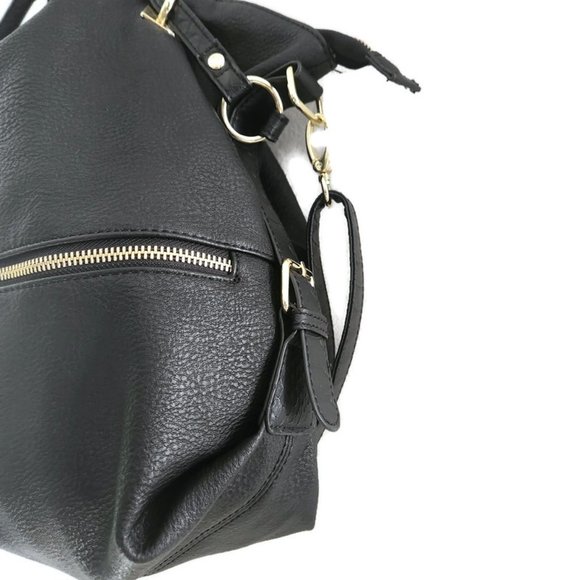 Steve Madden Women's Black Vegan Leather Large Double Handle Crossbody Satchel - Picture 4 of 13